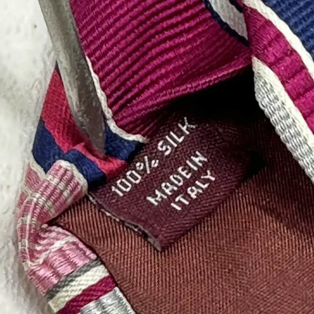 Nordstrom Tie Mens 58 in Silk Cranberry Red Gray Black Diagonal Striped Wide